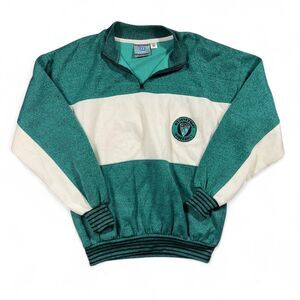 Wilson University Collection Quarter Zip Men M Green White Vintage 90s